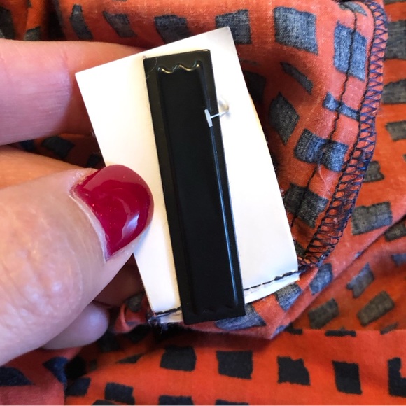 Aeffe Spa Orange Navy Patterned Button Down Blouse Cotton Sz 10 US EUC! - Picture 13 of 16